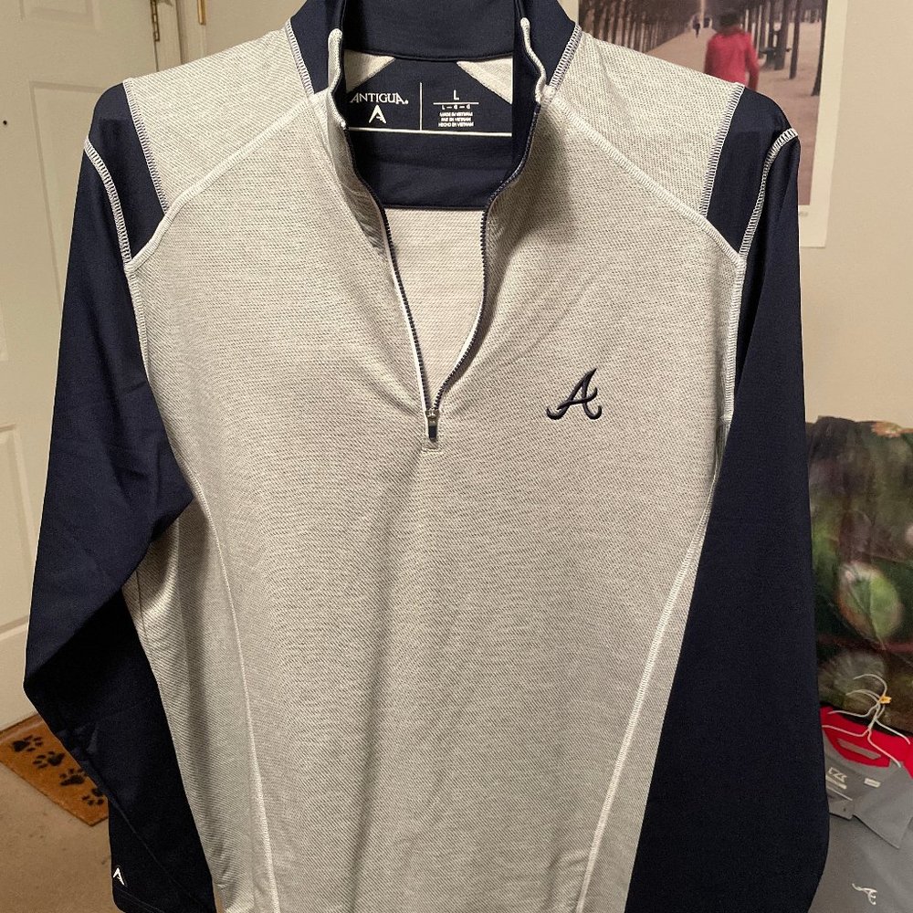 Atlanta Braves Antiqua Quarter Zip Pullover Men's Large